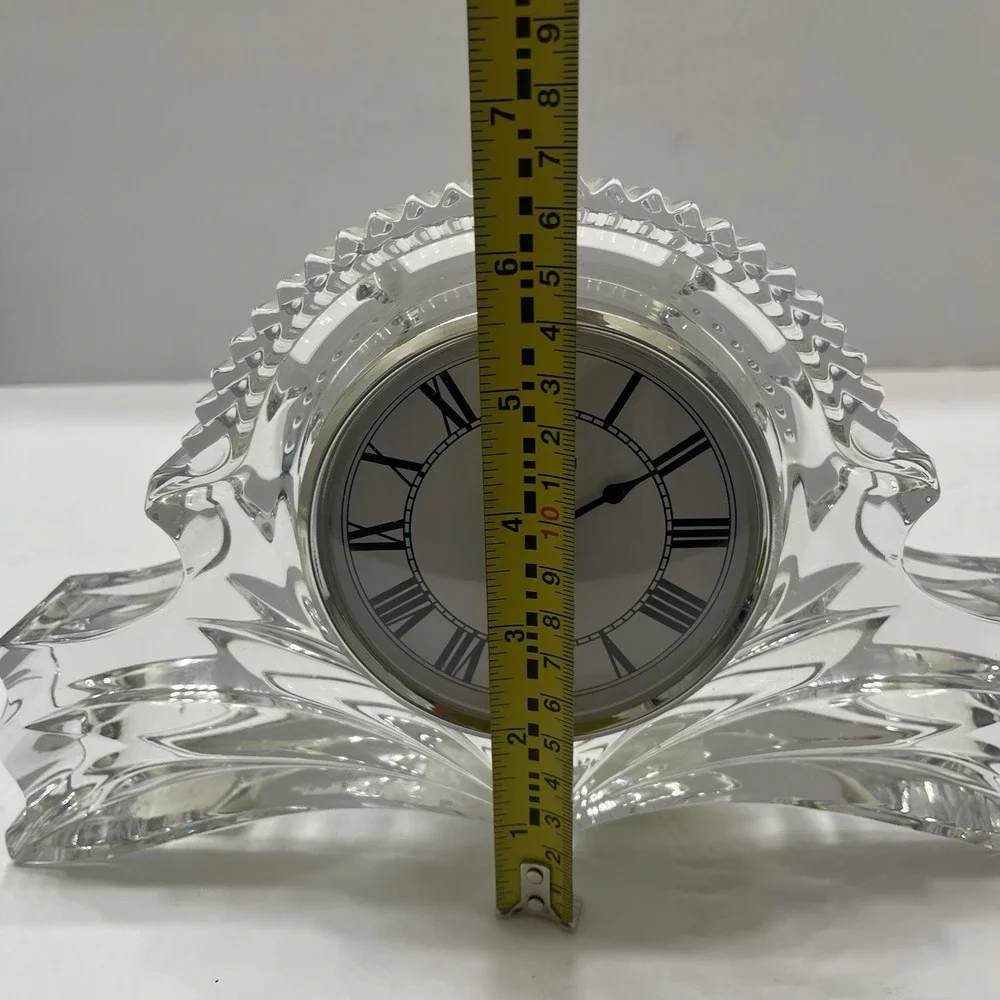 Vintage Shannon Crystal By Godinger Mantle Clock Clear Arched Sunburst 10.5x6.5